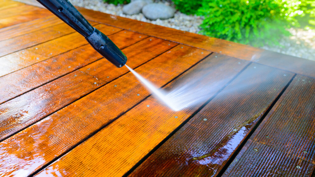 pressure washing a hardwood deck